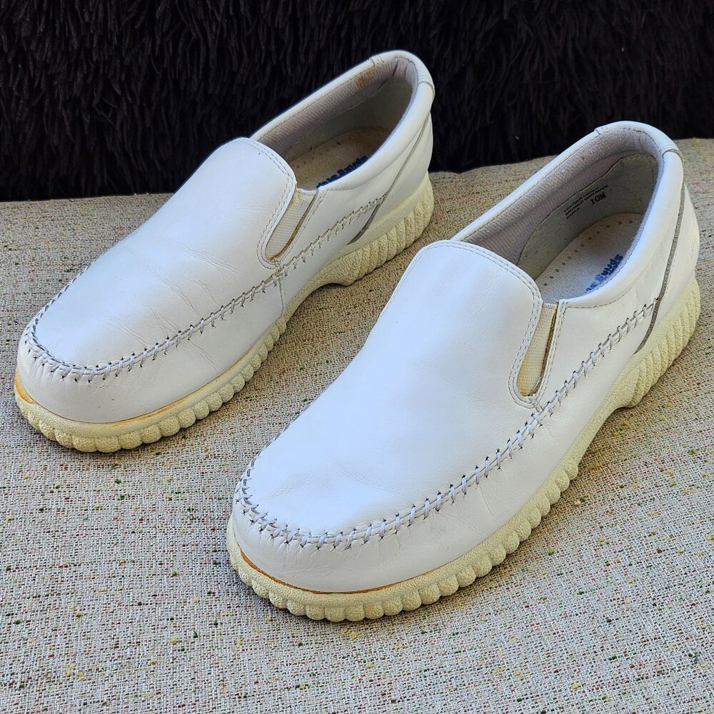 Spring Step Shoes White Leather Upper Slip On Women Sneaker Size 10